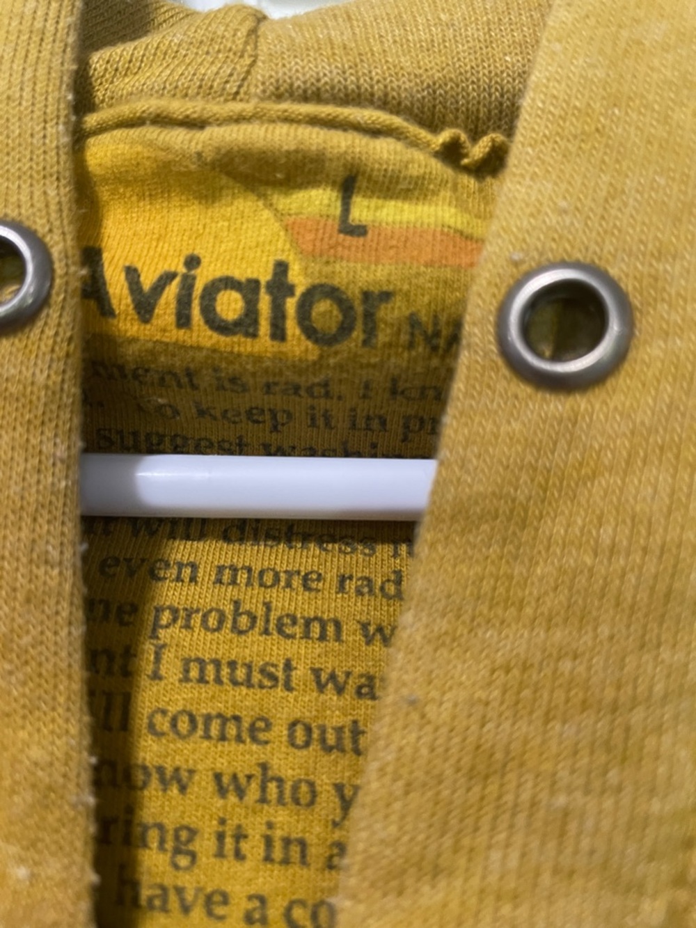 Aviator Nation Mustard Yellow Zip Hoodie with Neon Stripe Accents - Picture 8 of 12